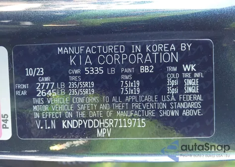 2024 Kia Sportage Plug-In Hybrid X-Line from USA, damaged, VIN KNDPYDDH5R7119715